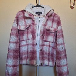 Pink And White Plaid Sweater 