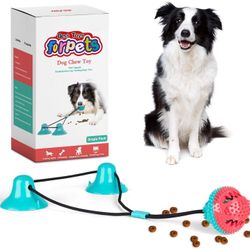 CPFK Dog Chew Double Suction Cup Tug of War Toy Pet Aggressive Chewers Rope Puzzle Toothbrush Multifunction Molar Bite Interactive Squeaky Toys Ball w