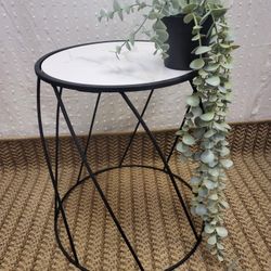 Marble Black Metal Sidetable For Sale 