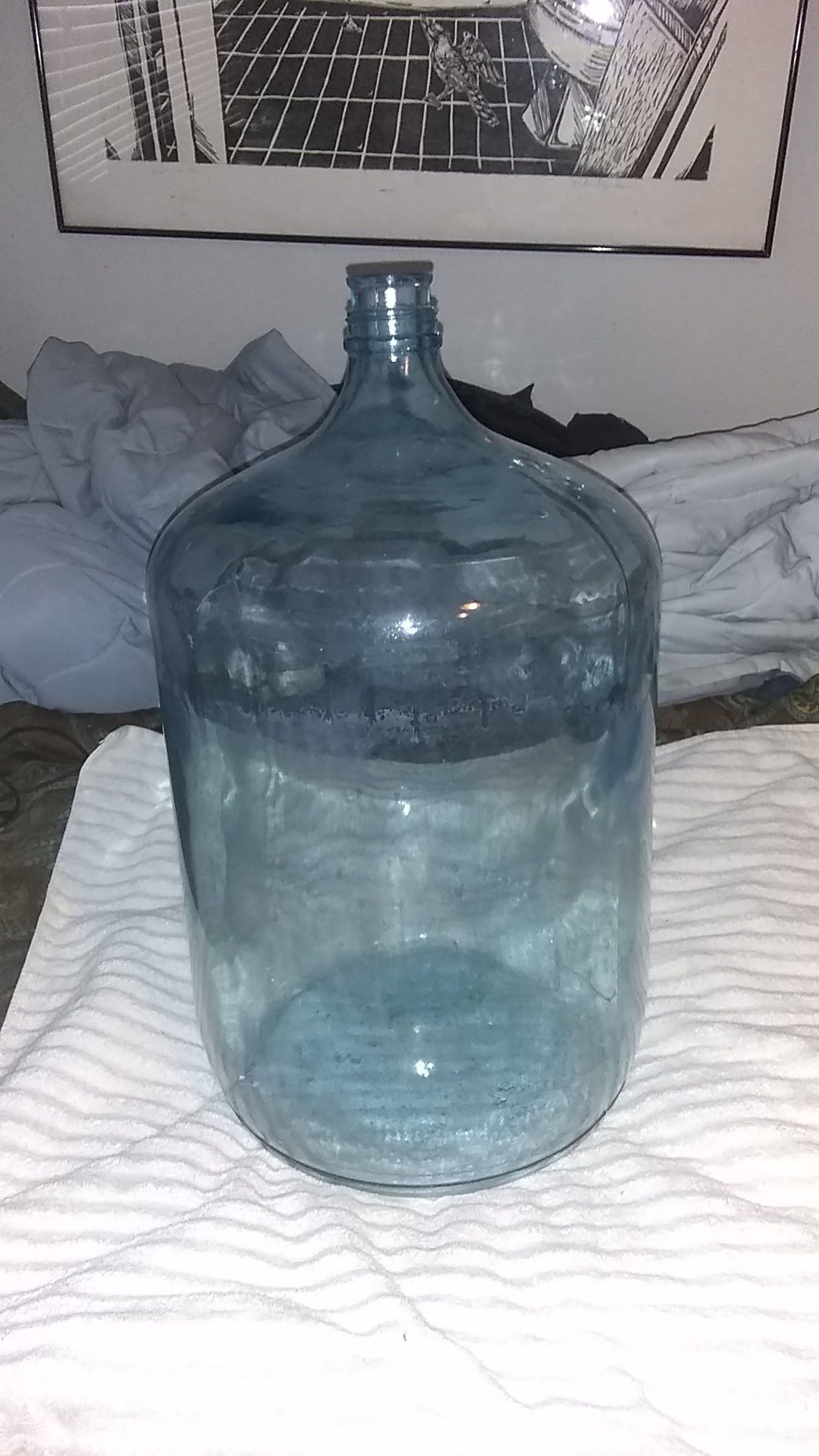 Old antique blue glass water jug