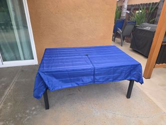 Patio table with cover.