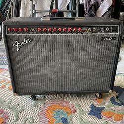 Fender Pro 185 Red Knobs Amplifier With Cover Casters And Foot Switch 