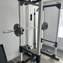 Squat/Bench Rack With Olympic Barbell And Weight Plates