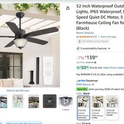 52 Inch Waterproof Outdoor Ceiling Fan with Lights