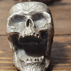 Small Vintage Highly Detailed Skull Lead Pewter Antique Gothic Tribal  Skulls Skeleton Goth Tattoo Harley Vw