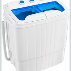 16Lbs Portable Washing Machine, Compact Single Tub Laundry Washer with Spin Dryer, Mini Semi-Automatic Washing Machine for Apartments, Dorms, RVs and 