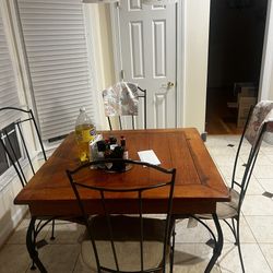 Dining Wooden / Iron Table With 4 Chairs