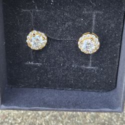 Moissanite And Silver Earrings 