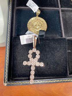 Rose Gold Iced Out Ankh Cross Pendant