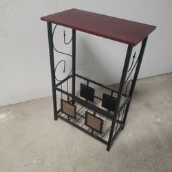 Wrought Iron Accent Table - Wood Top & Tile Accents