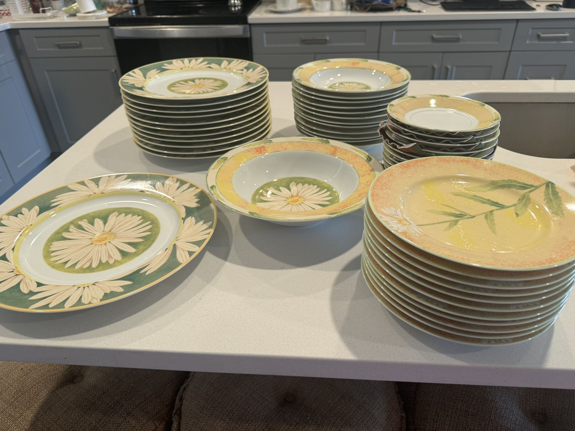Vintage Discontinued Gorgeous Mikasa Daisy Charm Dinnerware Set For 10