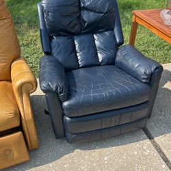 Free!!!Recliner -Navy Blue Real Leather Super Comfortable  ! $50 OBO