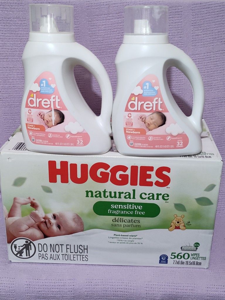 Caja De Tuallitas Húmedas Huggies & Jabón Líquido Para Bebé