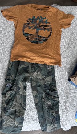 Timberland T-Shirt and Camo Cargo Pants Set