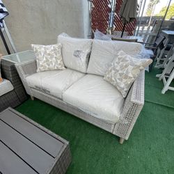 Gray Outdoor Loveseat w/ Cushion