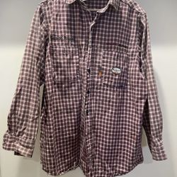 FR Rasco Flame Resistant Shirt Large Plaid Long Sleeve Red Black Button Up