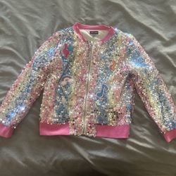 Nickelodeon Jojo's Closet Unicorn Rainbows Sequin Jacket Size 10-12