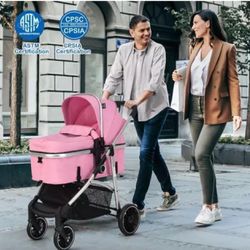 2 In 1 Convertible Baby Stroller With Reversible Seat-Pink BC10046US-PI