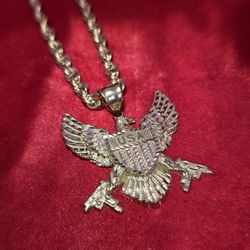 10k Gold Rope Chain & Eagle Pendant 