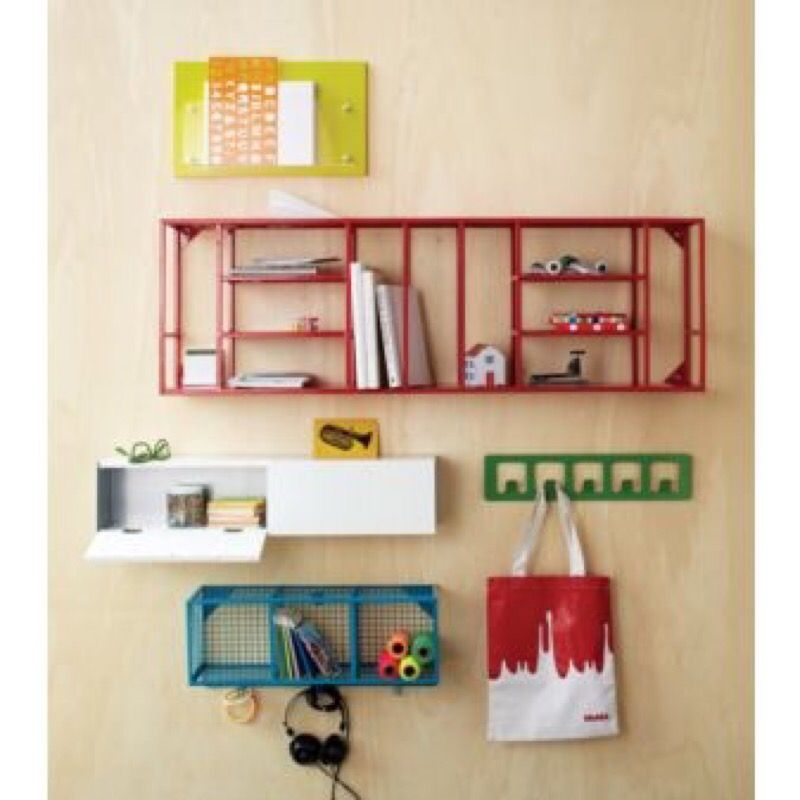CB2 Red Metal Hanging Shelving Unit