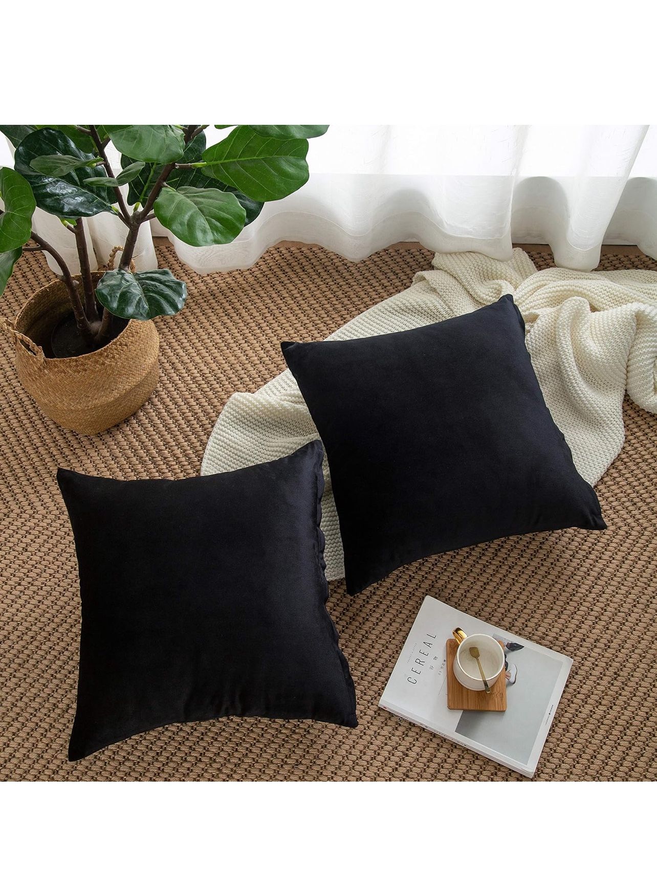 Velvet Throw Pillow Covers 20x20 Inch Square Decorative Cushion cover (2pcs)