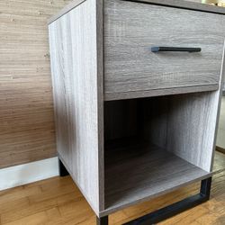 Bedside Table Grey Modern Metal Legs One Only