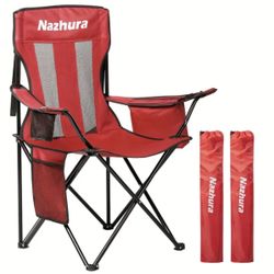 Nazhura 2-Pack Foldable Camping Chairs – Portable with Cooler Pouch, Mesh Back & Cup Holder
