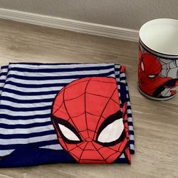 Spider-Man Marvel Kids Bathroom Decor Shower Curtain Trash Garbage Can  