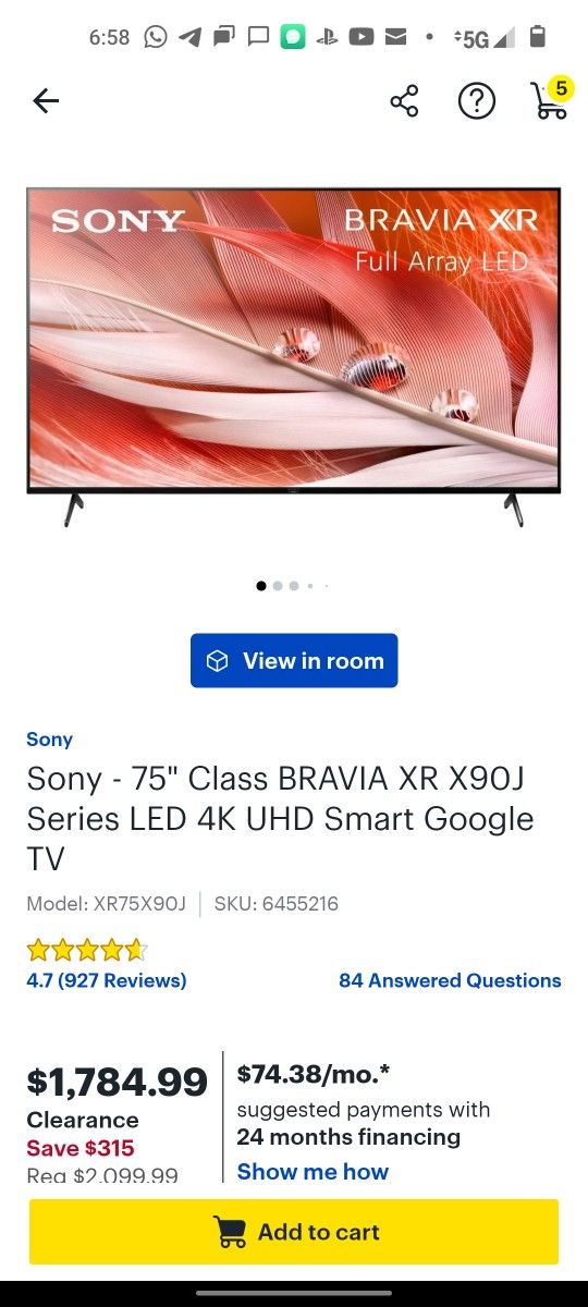 Sony 75 X95 J- 1300 Or Best Offer
