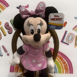 MINNIE MOUSE NEW GLITTERY PLUSH WITH TAGS - 10 INCH (to top of ear)