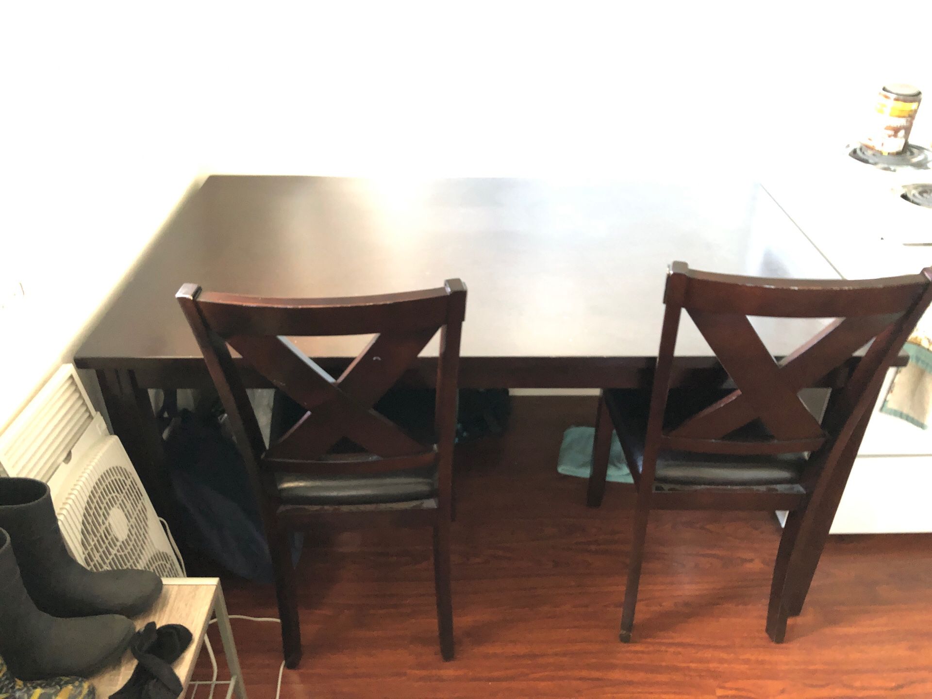 5' x 3' Dining table with 4 chairs and a bench seat - seats 6