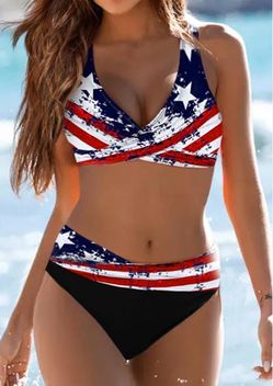 Red, White & Blue Stars And Stripes American Colors Bikini