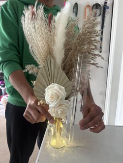 Boho Pampas Centerpieces With Fairy Lights