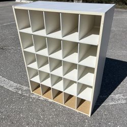 White Cube 15 Cubby Storage Rack Organizer Shelf! Could fit sandals or flats! Not big enough for a pair of shoes.  24x12x31.5in each cubby 6x4.5in