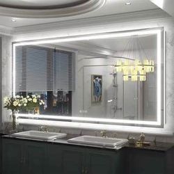 New 72X36 Large Rectangular Frameless Double LED Lights Anti-Fog Bathroom Vanity Mirror