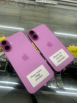 Pink IPhone 16 & 16 plus. Cash or $50 down w approval