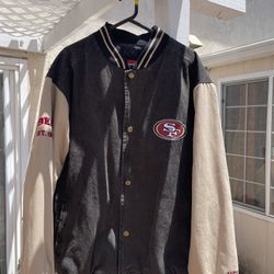 Rare 49ers Denim Bomber Jacket 