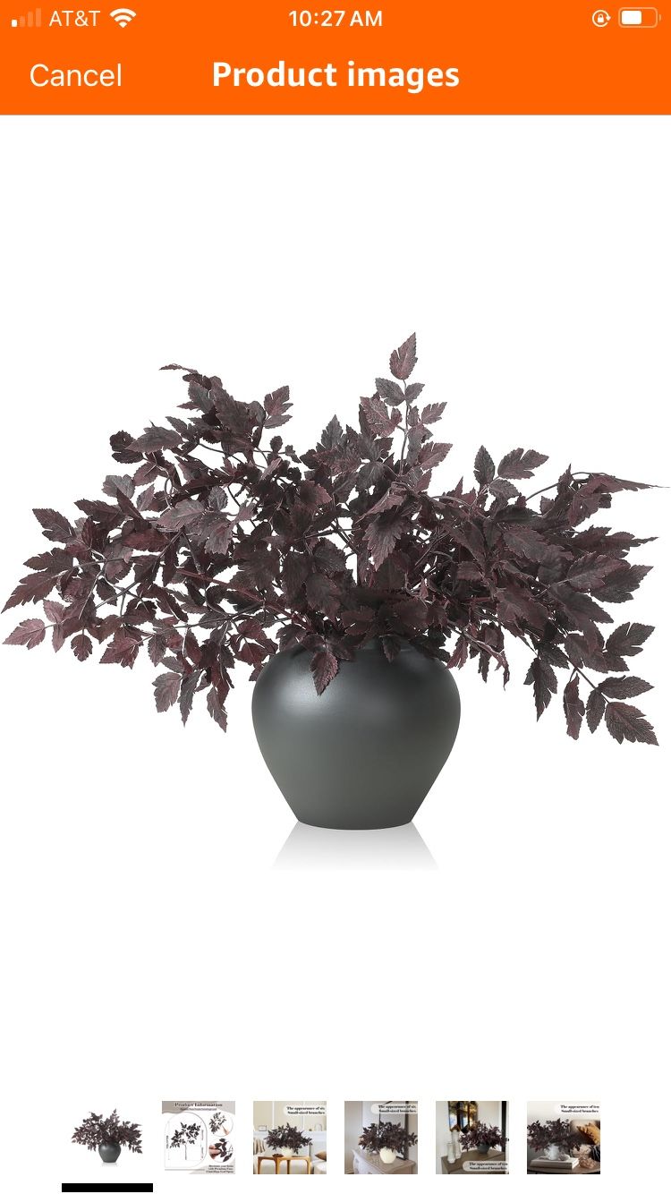 6 Pack Artificial Cimicifuga Plant Leaf Spray Faux Plum Cimicifuga Ramosa Leaf