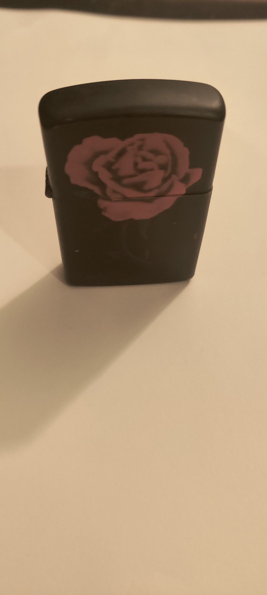 A.A.D.L.P China Zippo Style Lighter Black With Rose On Front 