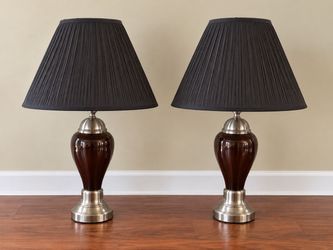 Pair of Table Lamps with Black Shades