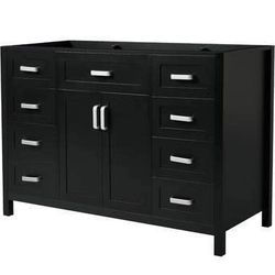 Assembled New Solid Wood Frame 47” Bathroom Vanity WITHOUT Sink 8 Soft-Close Drawers 2 Doors Storage