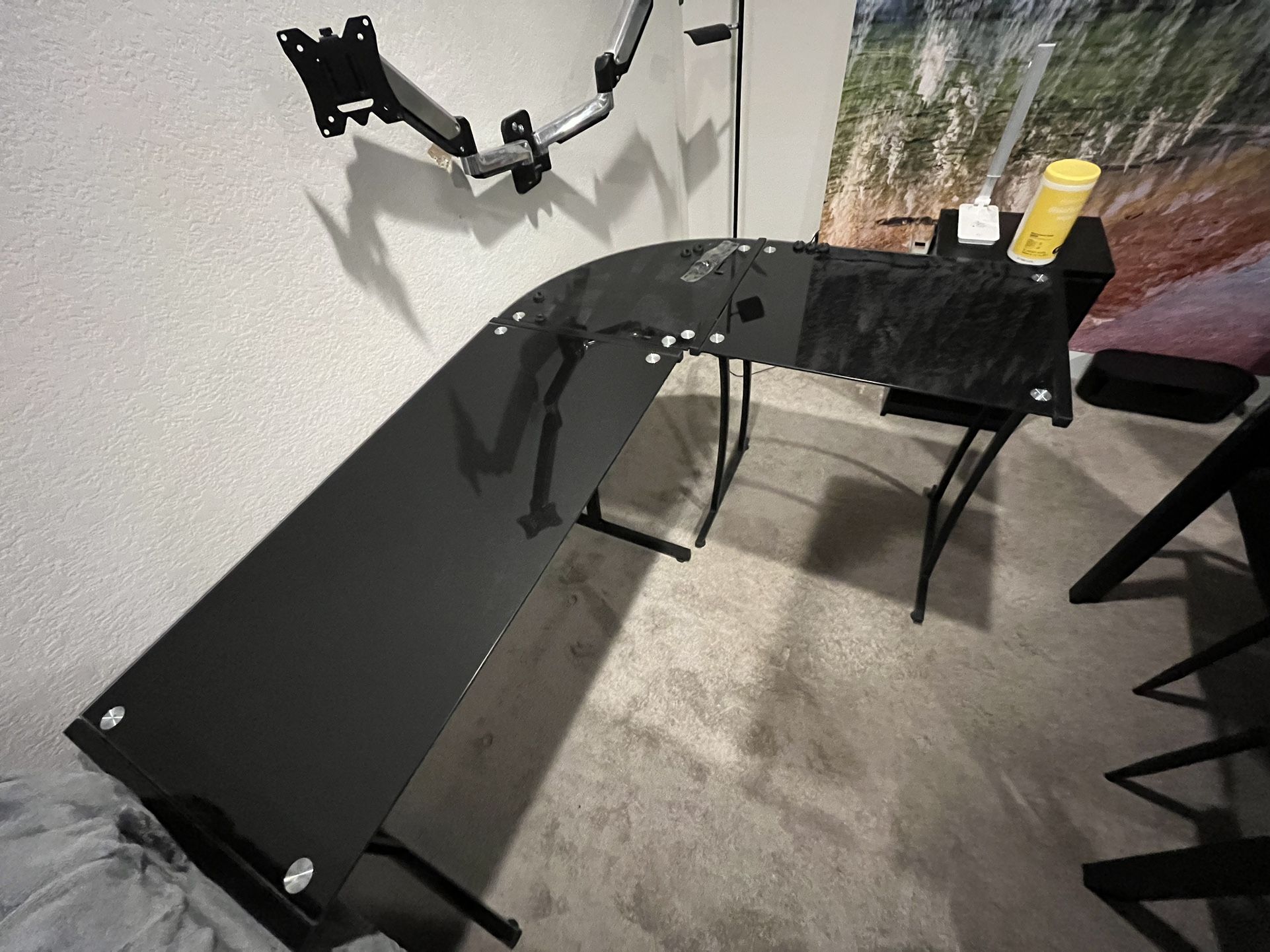 Glass L Shaped Desk