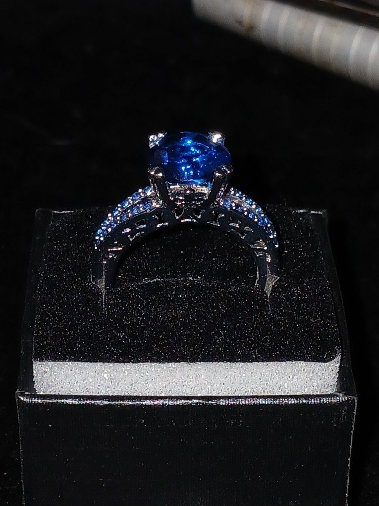 10k White Gold Blue Sapphire Statement Ring,All Products : American Fashion Style Bags On Sale