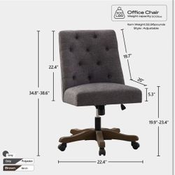 ✌️ Swivel Armless Desk Chair with Adjustable Height, Ergonomic Chenille Fabric  Office Chair with Wheels, Comfortable Upholstered Computer Chair 
