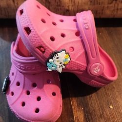 Crocs Girls 6c 6 Pink Hello Kitty Charms Kids 