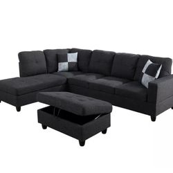Black Sectional Couch Fabric 