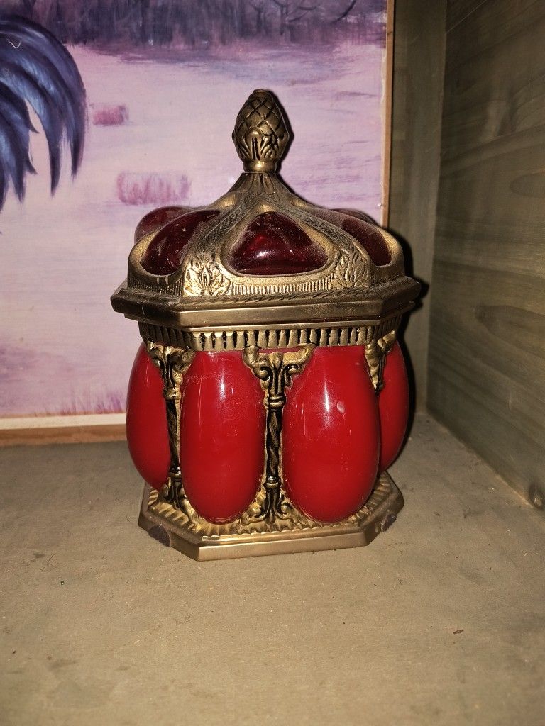 Antique Made In India Blown Glass And Brass