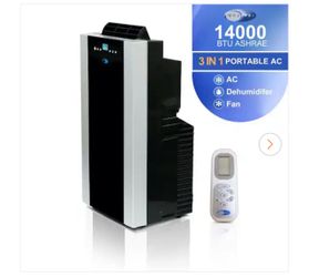 9,500 BTU Portable Air Conditioner Cools 500 Sq. Ft. with Dehumidifier, Remote, and Filter in Black