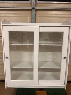 IKEA HAUGA Glass-Door Cabinet – White