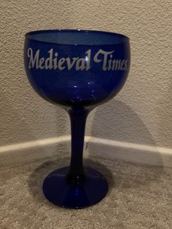 Medieval Times blue cobalt wine glass